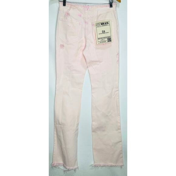SER.O.YA Sia Distressed Slit Leg Jeans | Bleach Pink | Size 24 | NWT - Picture 6 of 9